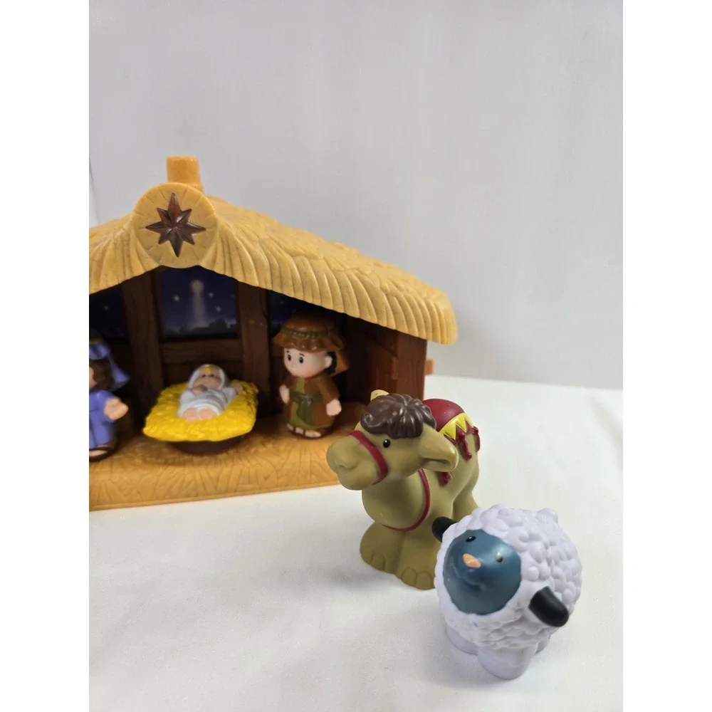 Fisher Price Little People Christmas Nativity Set Stable Lights Music Tested